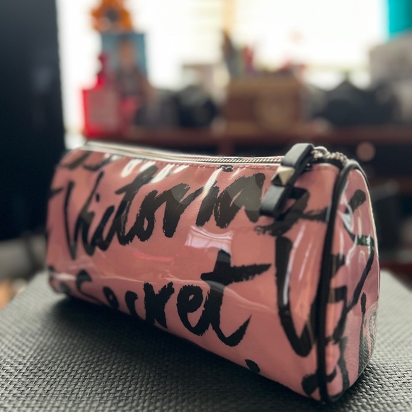 VICTORIA'S SECRET LARGE PINK SIGNATURE LOGO BEAUTY COSMETIC TRAVEL CASE BAG - Picture 8 of 13